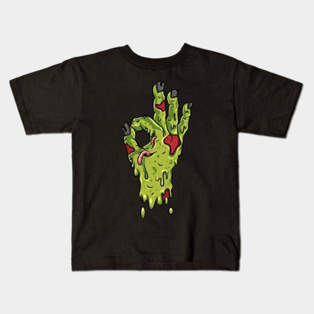 Zombie Hand Threes Sign Gesture Funny Basketball Points Gift Kids T-Shirt by teeleoshirts